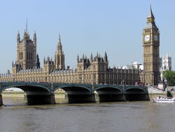 The Houses of Parliament and the clock tower containing Big Ben