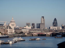Part of the London skyline viewed from the South Bank