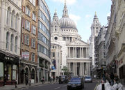 A view of St Paul's Cathedral from Ludgate Hill