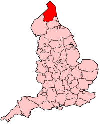 Northumberland's Location within England