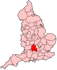 Oxfordshire's Location within England